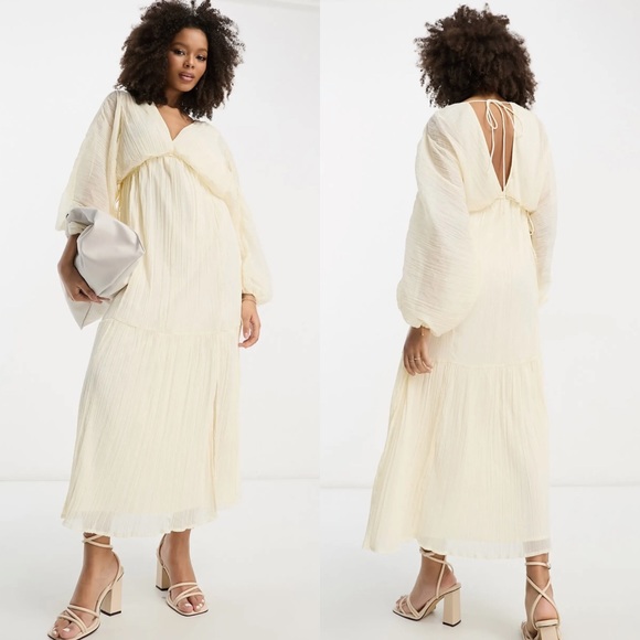 ASOS Dresses & Skirts - NWT ASOS Long Sleeve Grecian Cream Maxi Dress